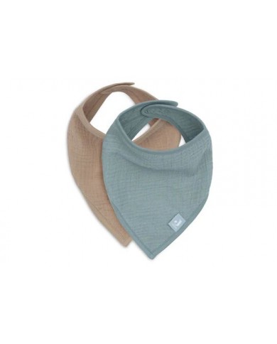 Lot de 2 Bandanas Gaze de Coton - Sea green/Biscuit