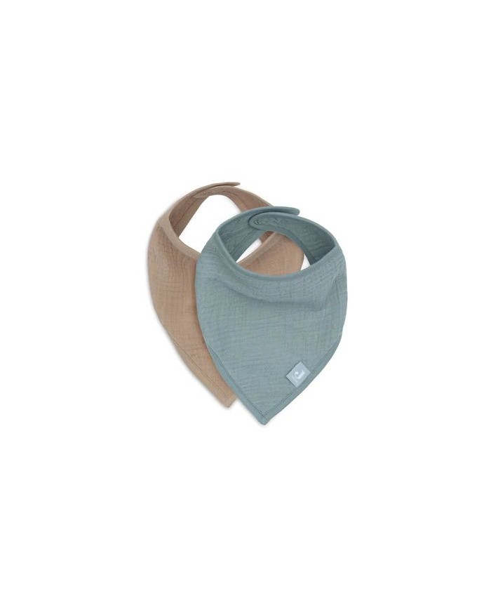 Lot de 2 Bandanas Gaze de Coton - Sea green/Biscuit