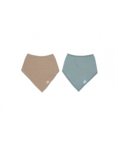 Lot de 2 Bandanas Gaze de Coton - Sea green/Biscuit