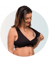 Brassière cache-cœur grossesse, allaitement - Noir - XL