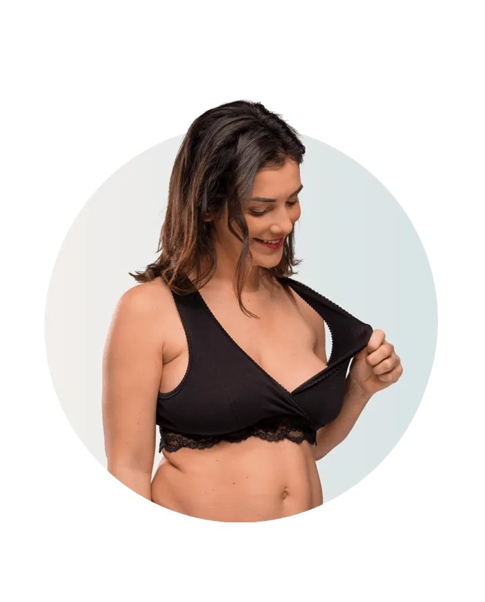Brassière cache-cœur grossesse, allaitement - Noir - S