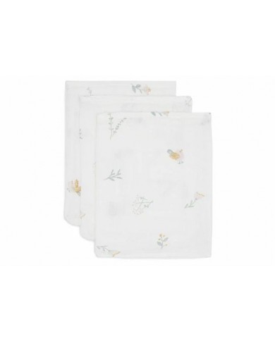 Lot de 3 Gants de Toilette Gaze de Coton 15x20cm - Lovely birds Lot de 3 Gants de Toilette Gaze de Coton 15x20cm - Lovely birds