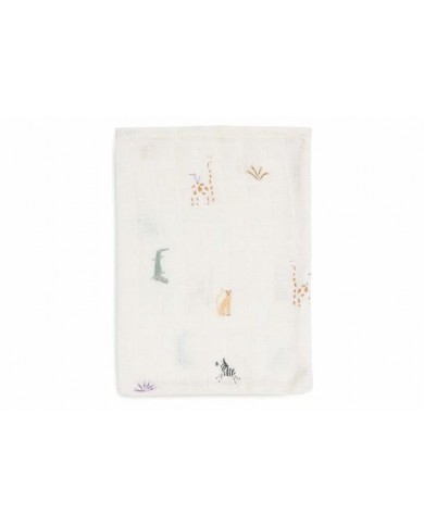 Lot de 3 Gants de Toilette Gaze de Coton 15x20cm - Jungle Jambo Lot de 3 Gants de Toilette Gaze de Coton 15x20cm - Jungle Jambo