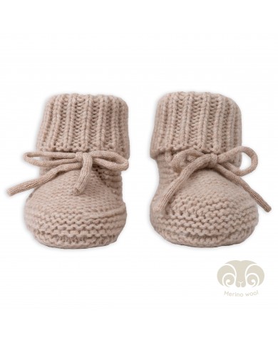 Chaussons bébé en laine Mérinos - Beige - 6-12 mois
