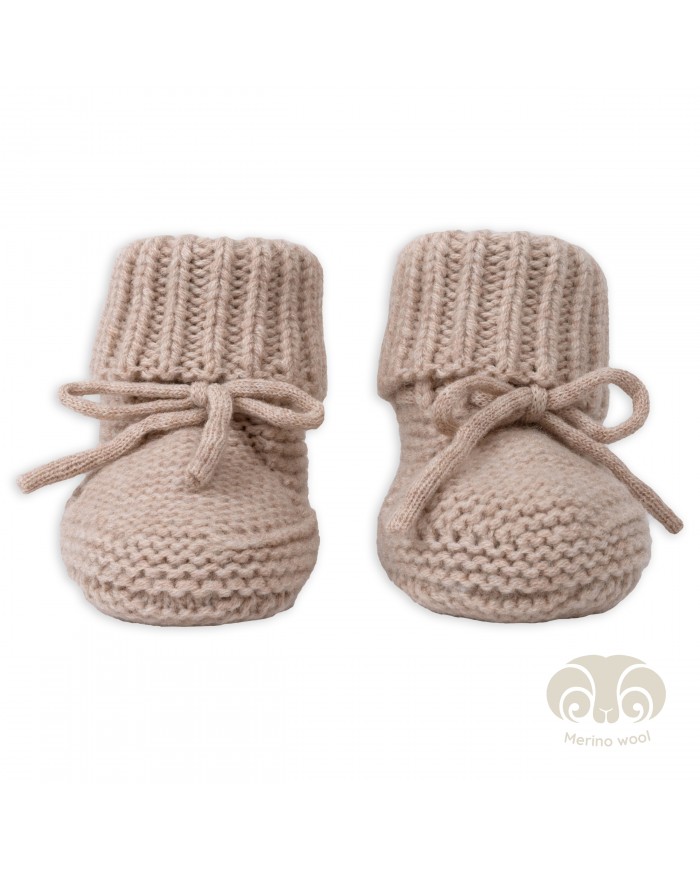 Chaussons bébé en laine Mérinos - Beige - 6-12 mois