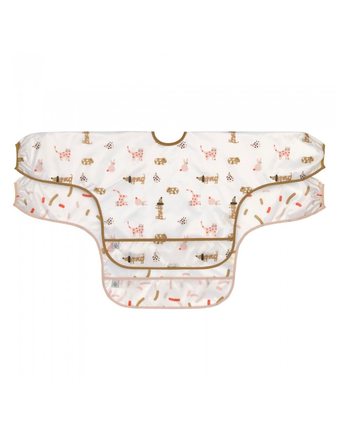 Bavoirs manches longues avec poche (2pcs), Little Mateys orange épicée