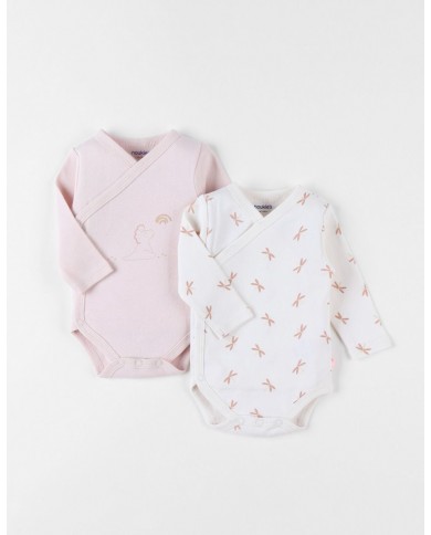 Lot de 2 bodies Popsie en coton, écru/rose clair Lot de 2 bodies Popsie en coton, écru/rose clair