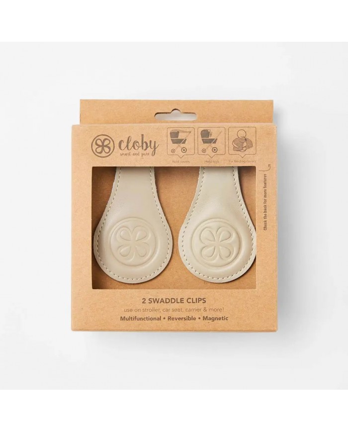 Set clips magnétiques en cuir Cloby - Beige