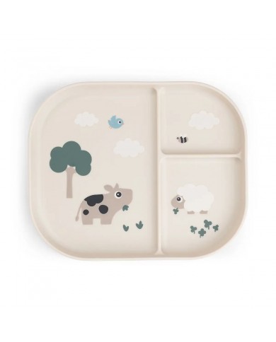 Assiette à compartiments Tiny Farm -  Sand Assiette à compartiments Tiny Farm -  Sand