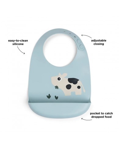 Bavoir silicone - Dotti- Blue Bavoir silicone - Dotti- Blue