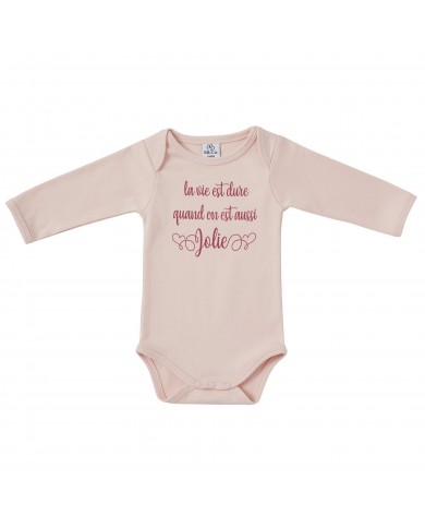 Body manches longues "La vie est dure" blush Body manches longues "La vie est dure" blush