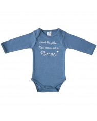 Body manches longues "Mon coeur est à maman" pierre bleue
