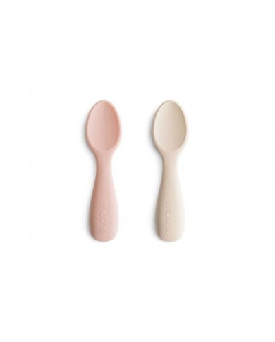 Lot de 2 cuillères en silicone - 12 mois + - Blush/Shifting sand Lot de 2 cuillères en silicone - 12 mois + - Blush/Shifting sand