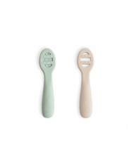 Lot de 2 cuillères sensorielles en silicone Cambridge Blue / Shifting Sand