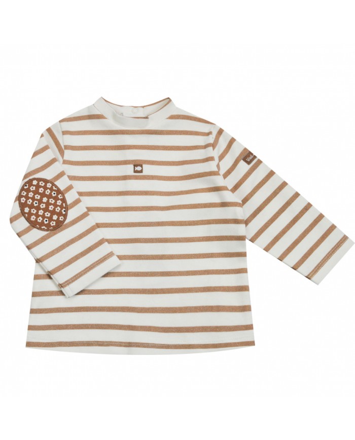 T-shirt manches longues Cocasse - Ecru/moka lurex