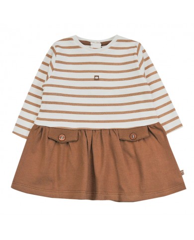 Robe manches longues Sacha - Ecru/Moka lurex Robe manches longues Sacha - Ecru/Moka lurex