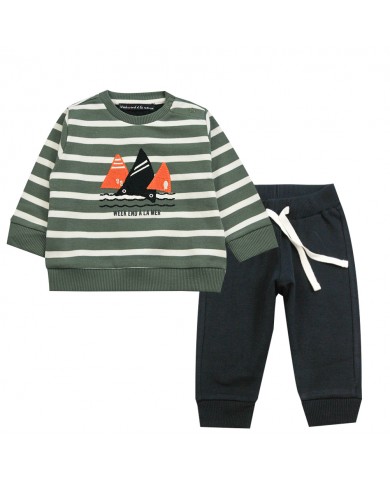 T-shirt ML + pantalon jogging Evident set - Kaki/Ecru T-shirt ML + pantalon jogging Evident set - Kaki/Ecru