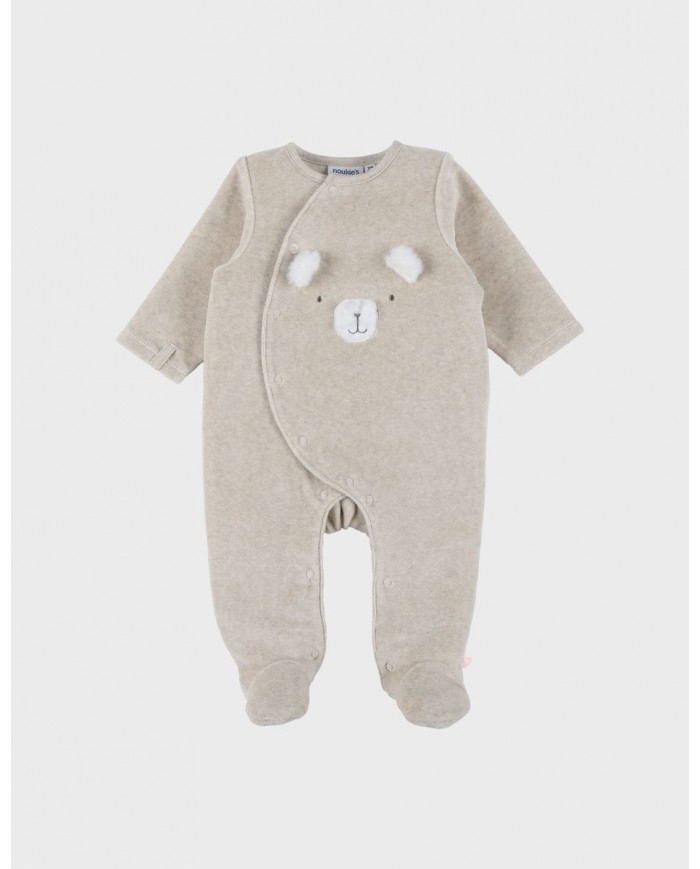 Pyjama en velours beige brodé – Orso