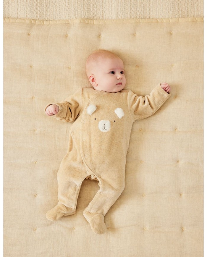 Pyjama en velours beige brodé – Orso