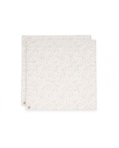 Lot de 2 tétras Gaze de Coton 115x115cm - Elephant Tales Lot de 2 tétras Gaze de Coton 115x115cm - Elephant Tales