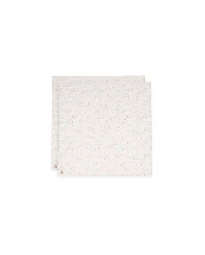 Lot de 2 tétras Gaze de Coton 115x115cm - Elephant Tales
