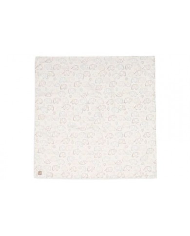 Lot de 2 tétras Gaze de Coton 115x115cm - Elephant Tales Lot de 2 tétras Gaze de Coton 115x115cm - Elephant Tales
