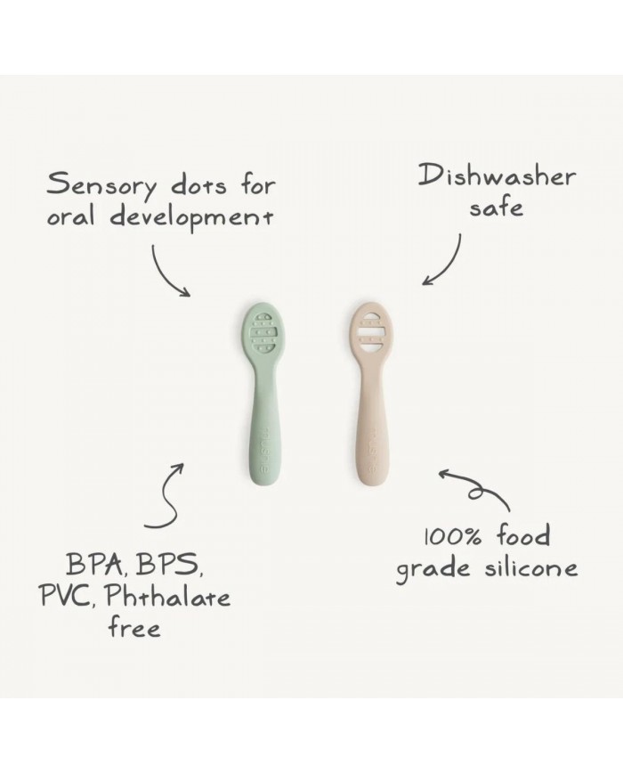 Lot de 2 cuillères sensorielles en silicone Natural / Shifting Sand