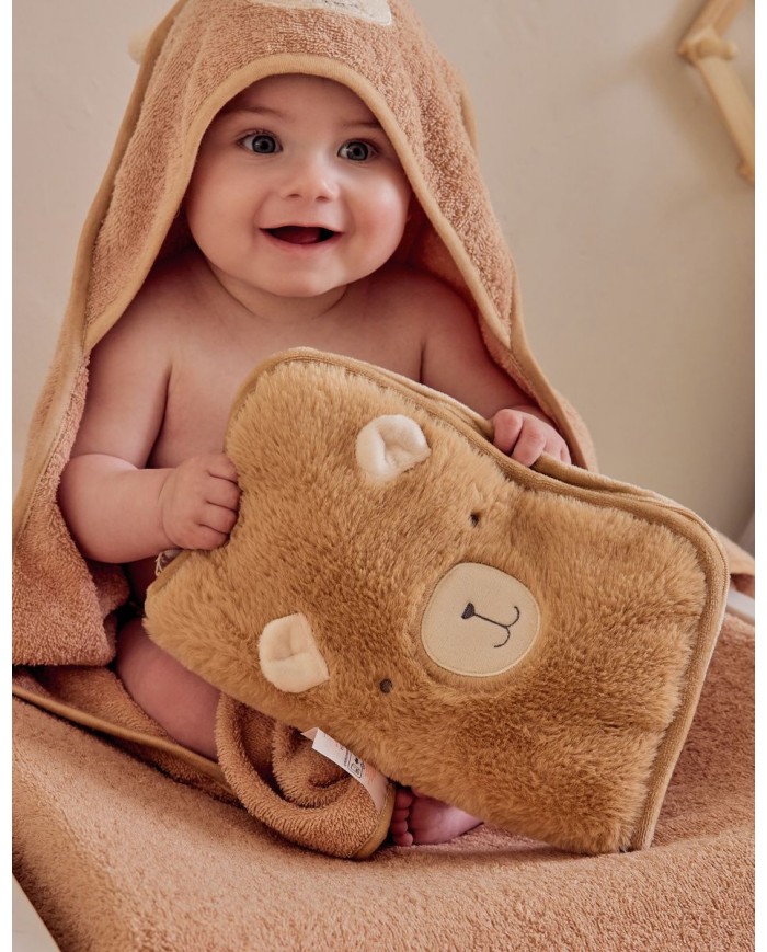 Protège carnet de santé fausse fourrure camel - Lily