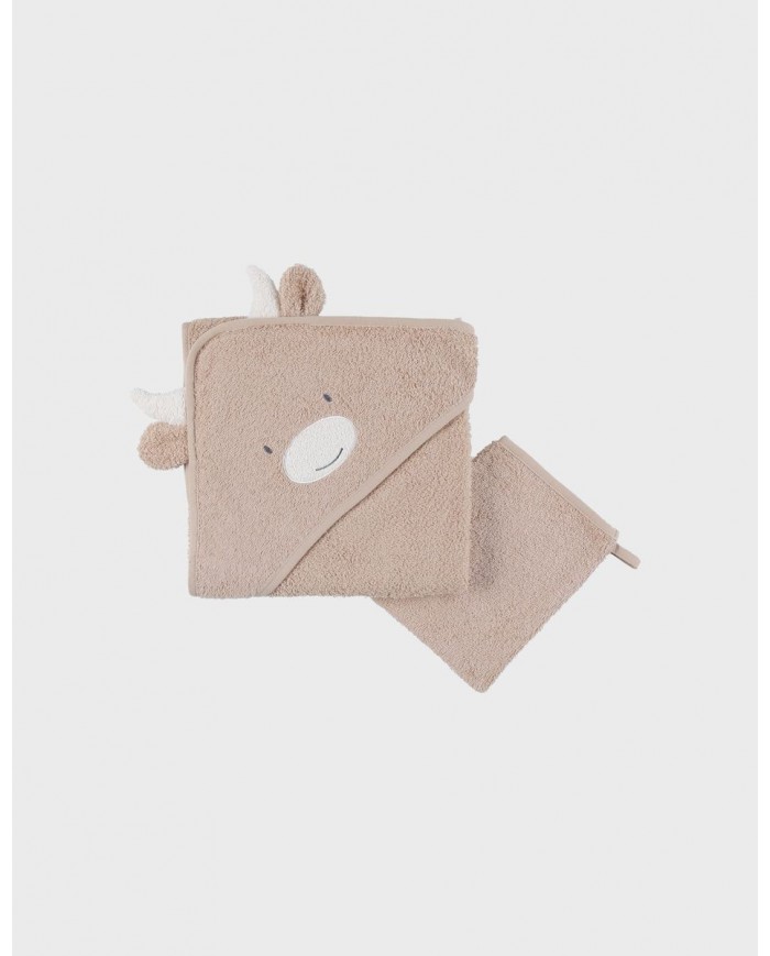 Cape de bain beige en éponge 75x75 cm