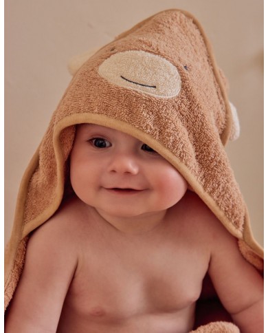 Cape de bain beige en éponge 75x75 cm Cape de bain beige en éponge 75x75 cm