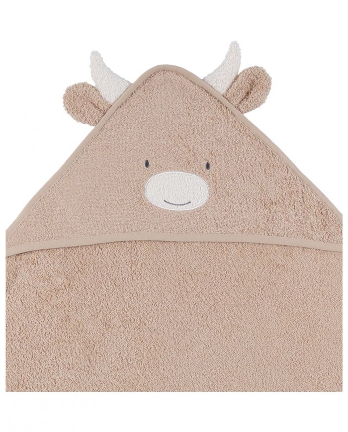 Cape de bain beige en éponge 75x75 cm