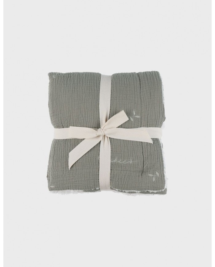 Couverture kaki en gaze coton bio 75x100 cm