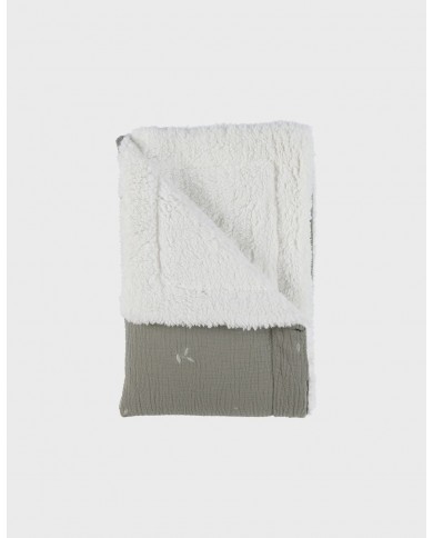 Couverture kaki en gaze coton bio 75x100 cm