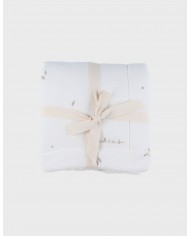 Couverture Berceau Gaze De Coton 75x100cm Fringe Stripe - Sea Green