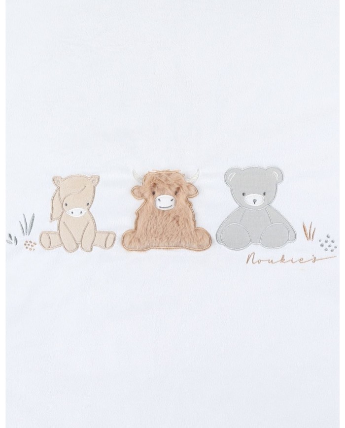 Couverture brodée écrue 75x100 cm en Veloudoux®