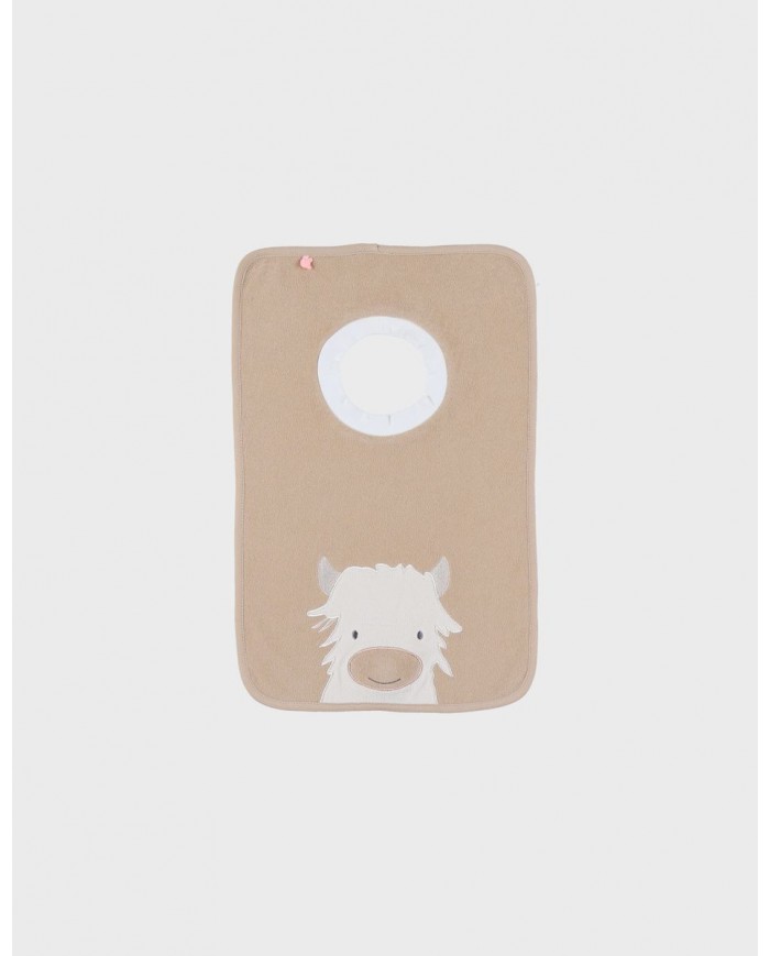 Lot de 2 bavoirs en éponge beige & kaki