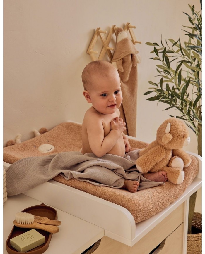 Matelas à langer avec housse en éponge beige Matelas à langer avec housse en éponge beige
