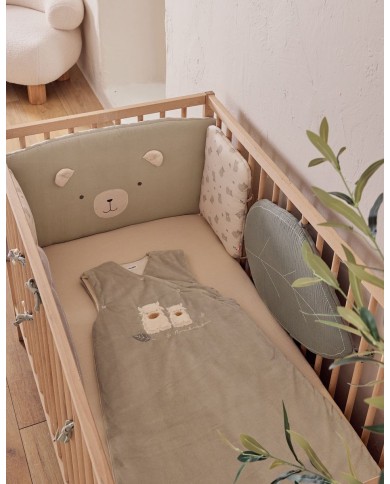 Gigoteuse vert sauge brodée 100 cm en Veloudoux®