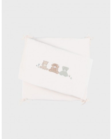 Tour de lit réversible beige brodé