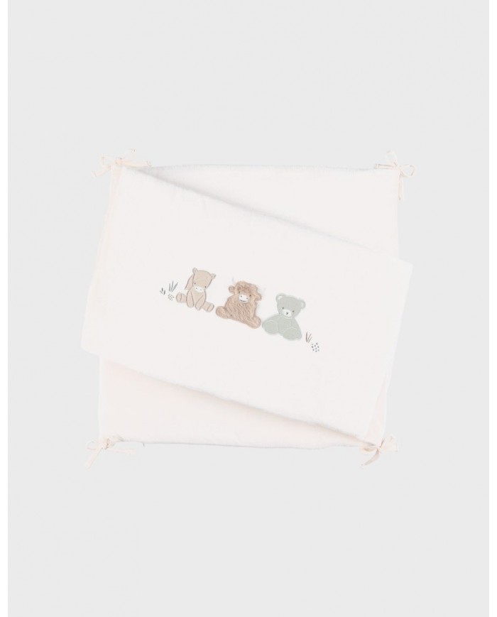 Tour de lit réversible beige brodé