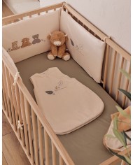 Tour de lit réversible beige brodé