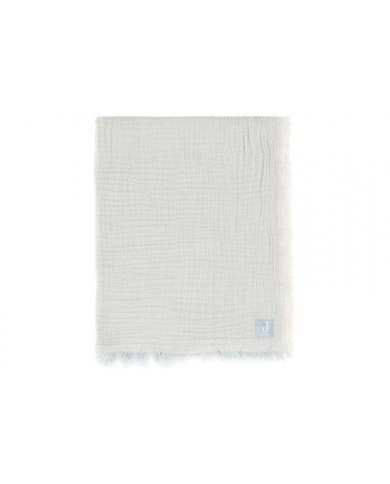 Couverture Berceau Gaze De Coton 75x100cm Fringe Stripe - Sea Green