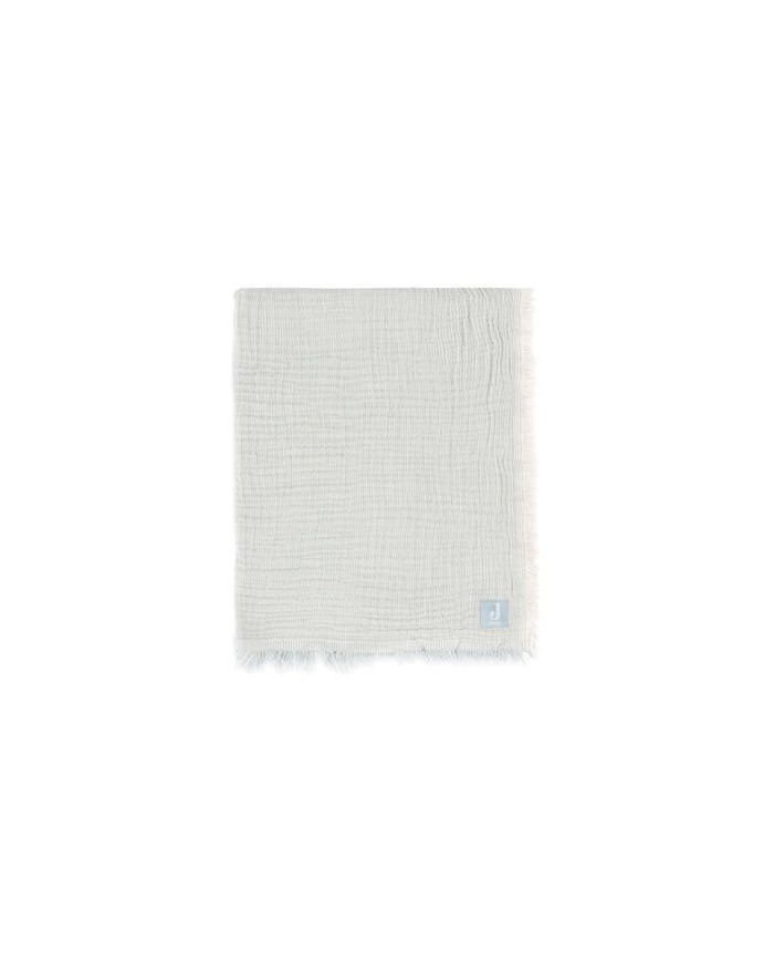 Couverture Berceau Gaze De Coton 75x100cm Fringe Stripe - Sea Green