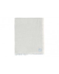 Couverture Berceau Gaze De Coton 75x100cm Fringe Stripe - Sea Green