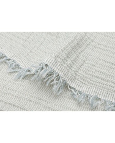 Couverture Berceau Gaze De Coton 75x100cm Fringe Stripe - Sea Green