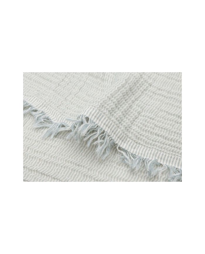 Couverture Berceau Gaze De Coton 75x100cm Fringe Stripe - Sea Green