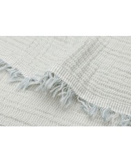 Couverture Berceau Gaze De Coton 75x100cm Fringe Stripe - Sea Green