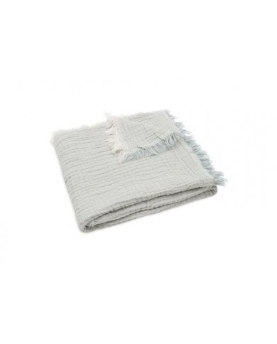 Couverture Berceau Gaze De Coton 75x100cm Fringe Stripe - Sea Green