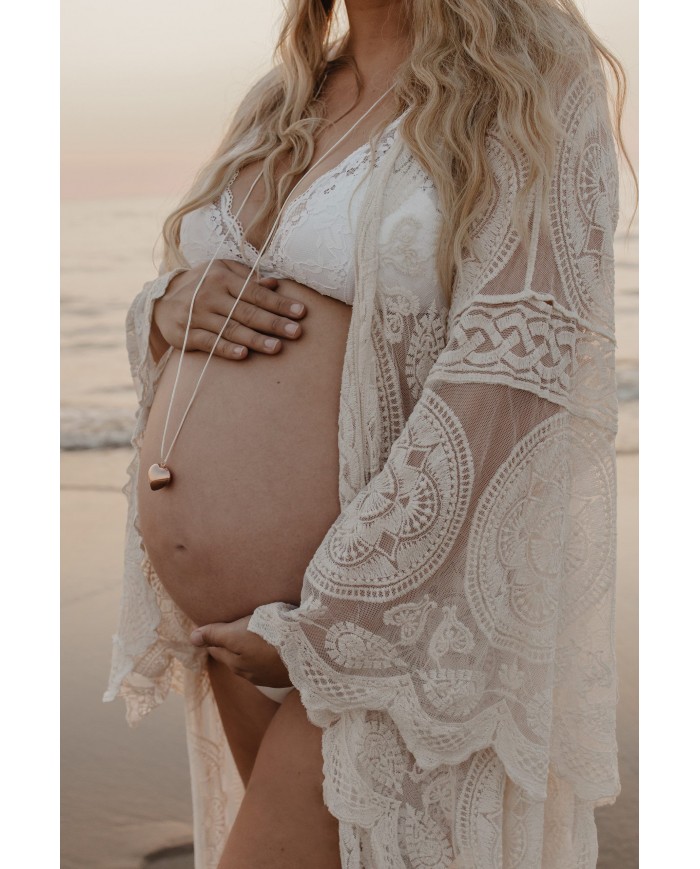 Sofie - Bola coeur rose gold - Cordon creme