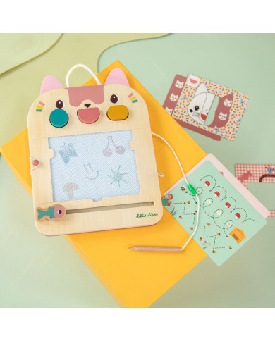 Ardoise Magique en bois Jeanne le chat